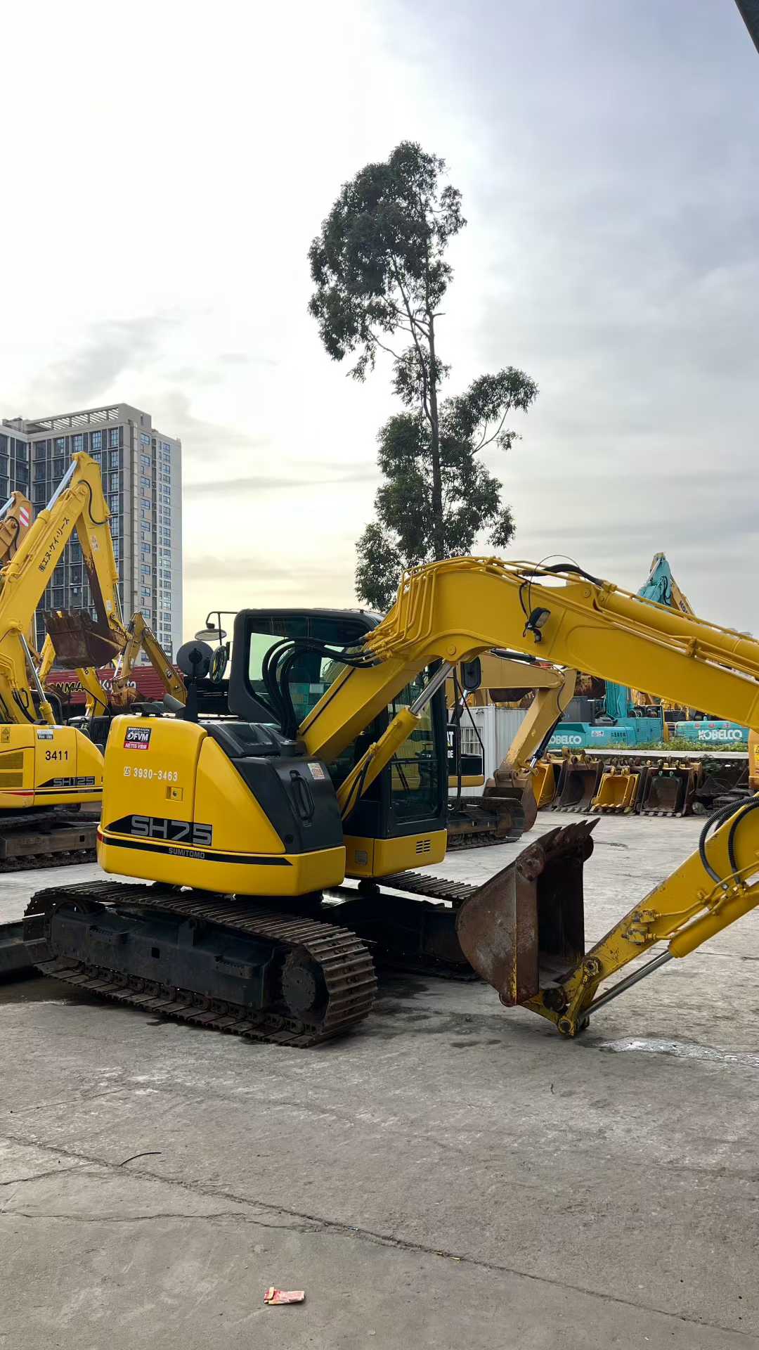 Sumitomo 75 with extended arm. In the shower. Actual condition as of end of 2015: 4040h. Includes barrel and clamp tube.