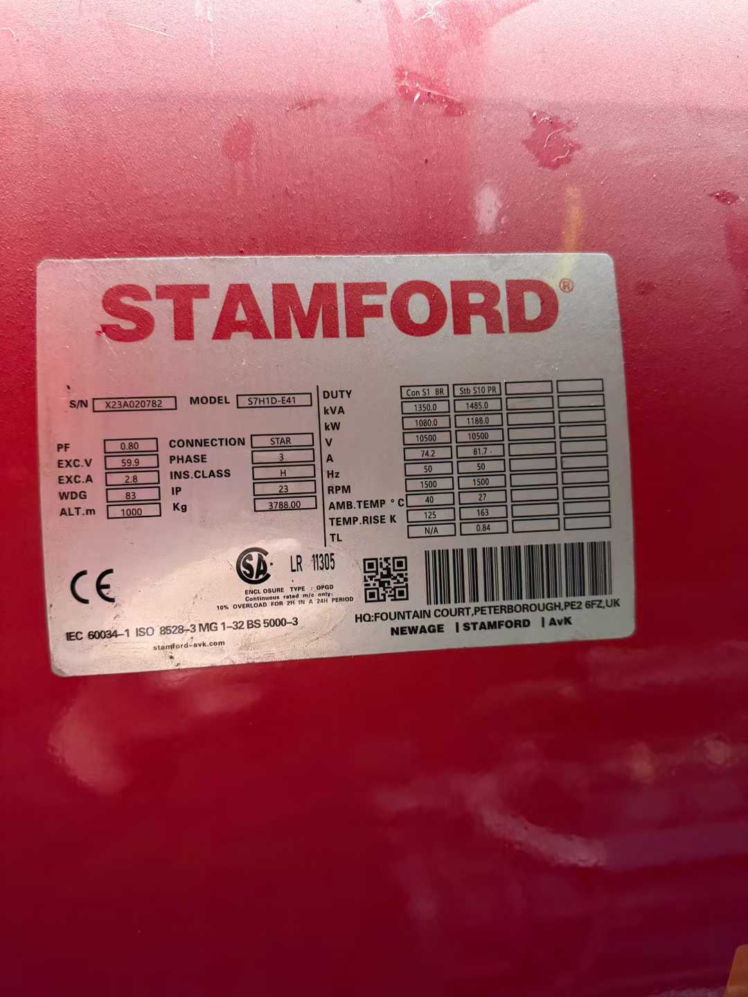 10KV Cummins 1350KVA, manufactured in 2023.