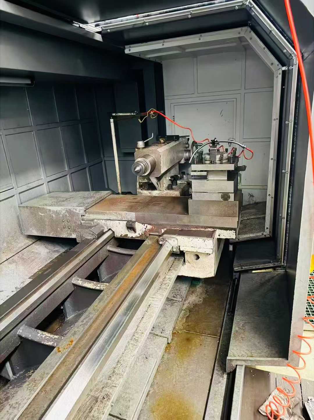 High-speed CNC lathe.