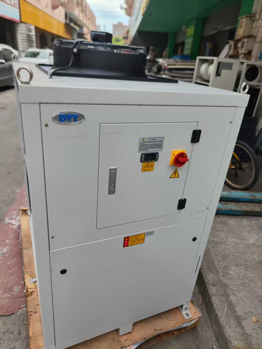 3 brand-new laser industrial chillers, dual temperature control, 10 horsepower unit and 2 20 horsepower units.