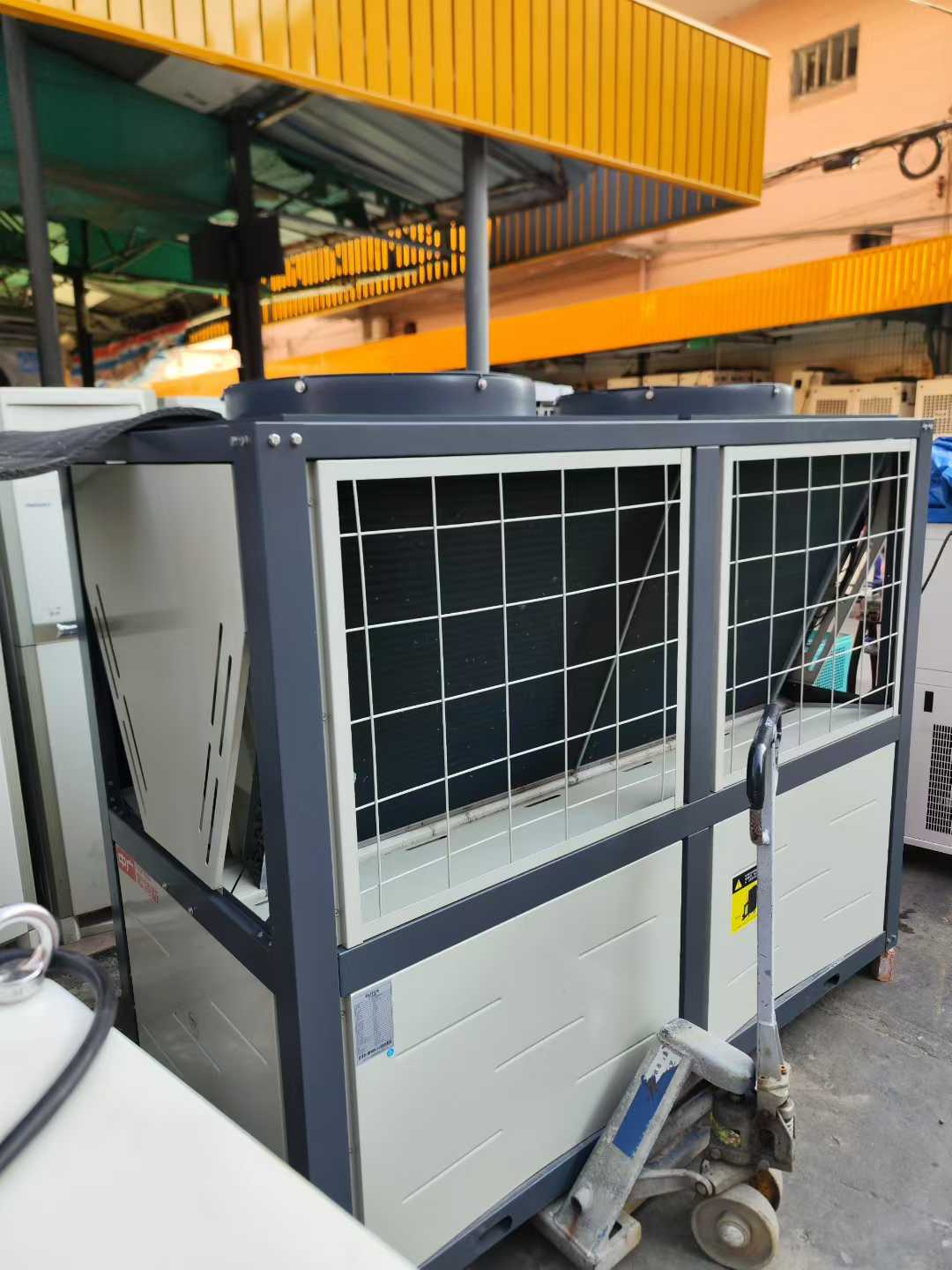 A 20-horsepower pool machine and one 25-horsepower heat pump.