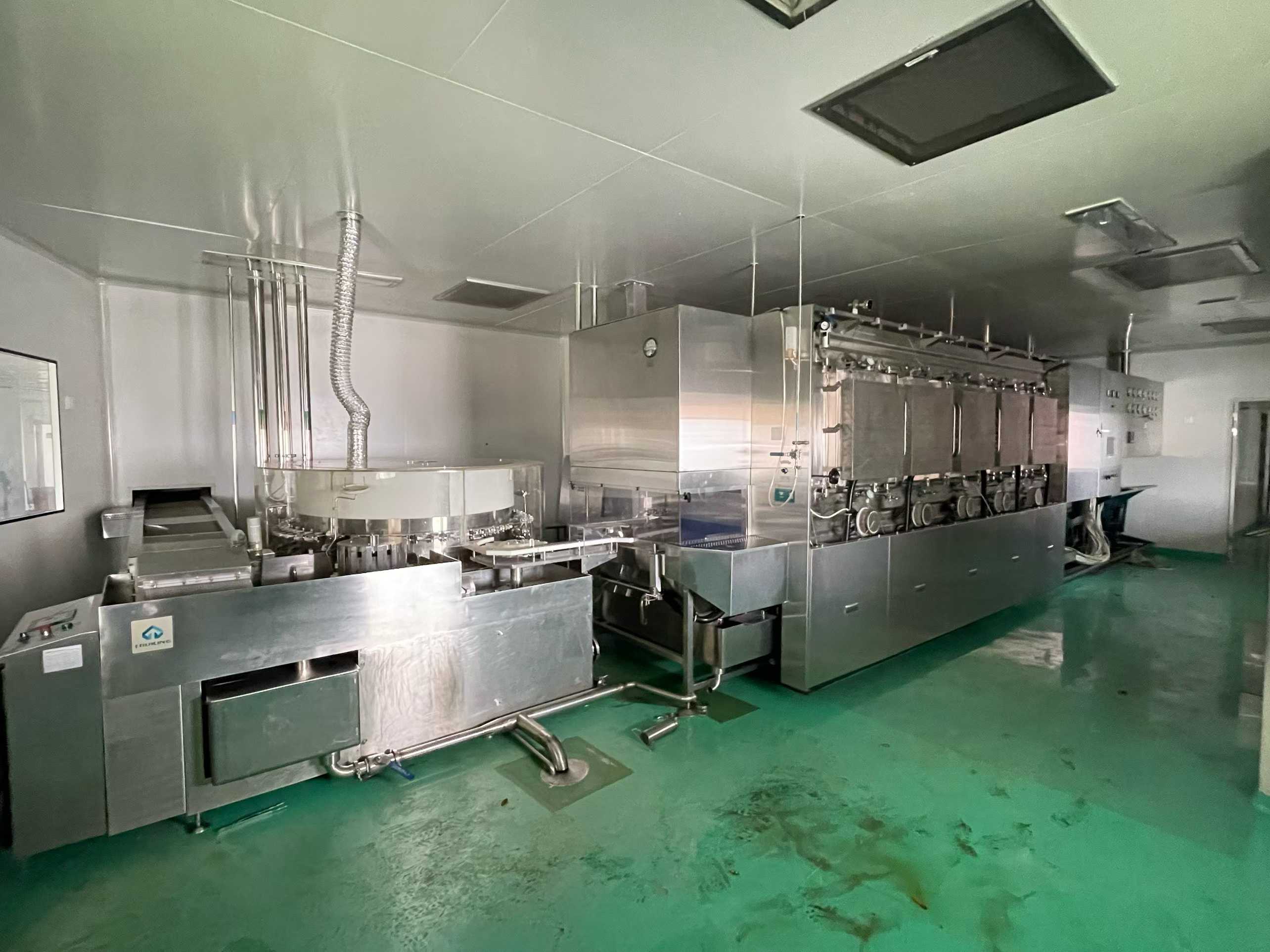 Ultrasonic bottle washing, tunnel sterilization.