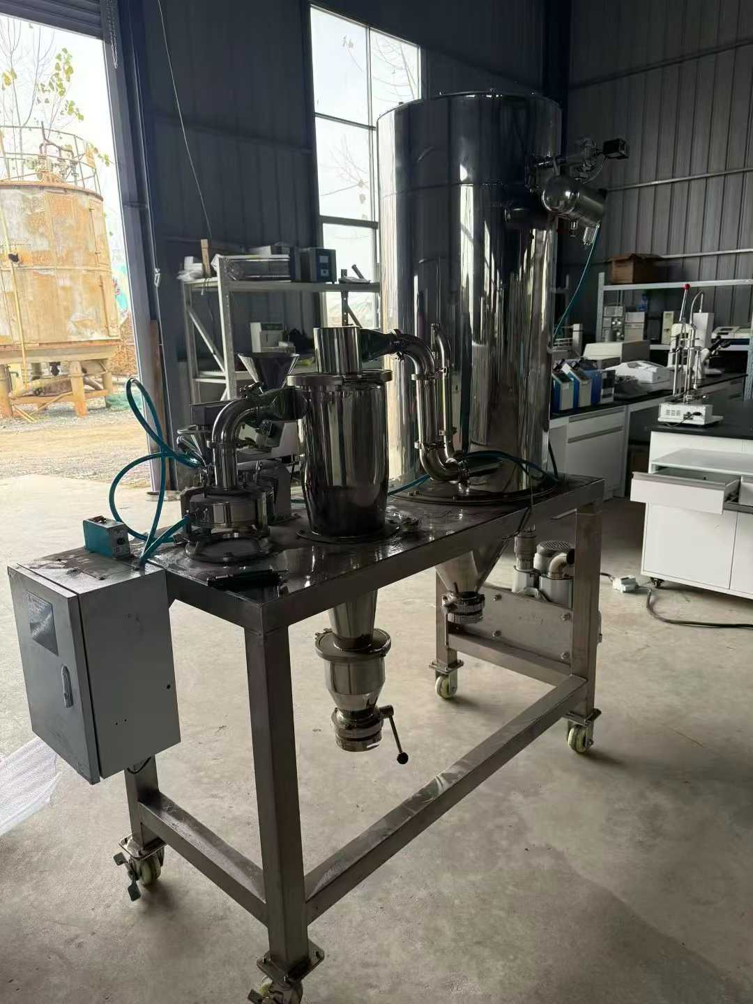 One set of Type 15 China National Pharmaceutical Longli Tianmu Fluid Jet Crusher, and one set of Wuxi Xinli 100 Type Fluid Jet Crusher.
