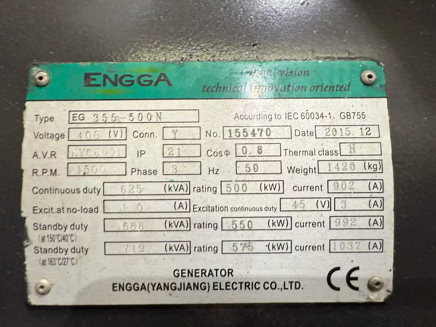 Shangchai SDEC+Ingeng ENGGA 500 kW generator set.