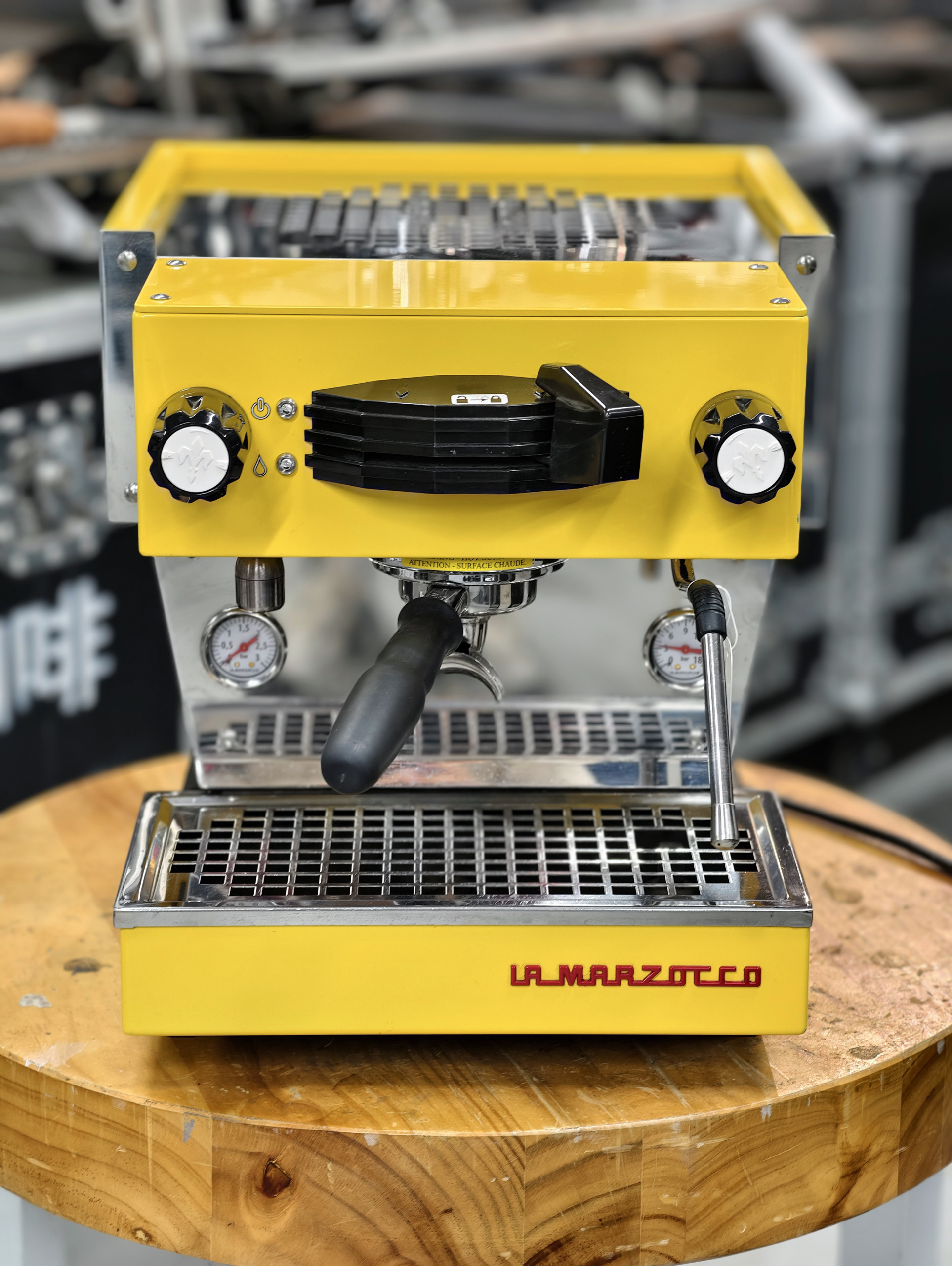 The yellow Hot Mama Mini Coffee Machine!