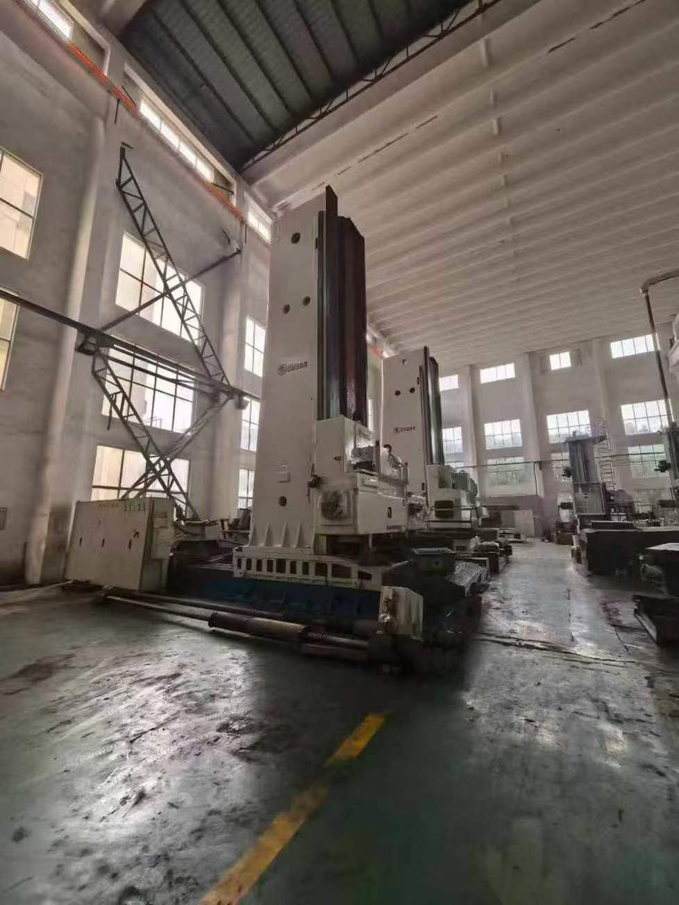 SKODA TK6916 CNC floor-type turret lathe, Y-axis 5 m, X-axis 8 m, Z-axis 1.6 m, W-axis 1.7 m, return table 3.2/3.2 m, Siemens 840D system.